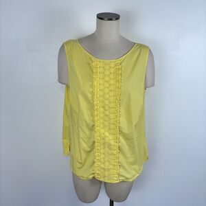 Talbots Yellow Sleeveless Eyelet Stretch Tank Top Blouse Womens 18W Small FLAW